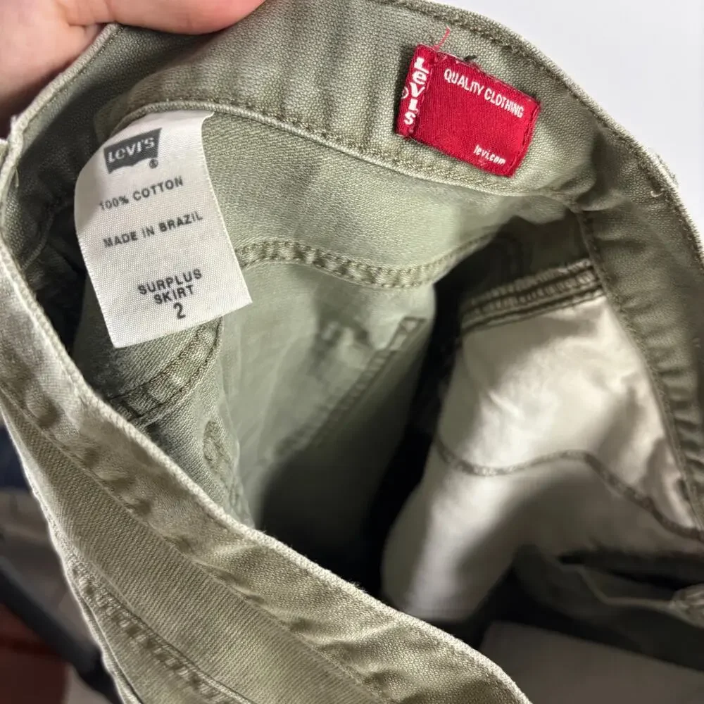 Levi's Surplus Olive Green Maxi Pencil Skirt Women's Size 2 Grunge Skater AS IS